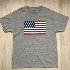 Grey American Flag Graphic T shirt Large